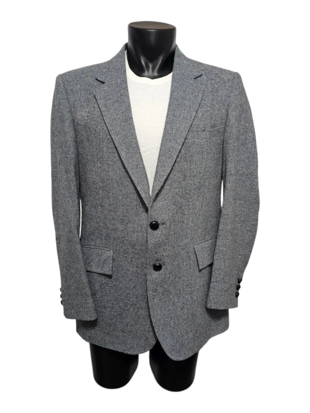 Tailored Clothing Blazer 44R Gray Black Wool Blend Sport Coat Jacket Vented
